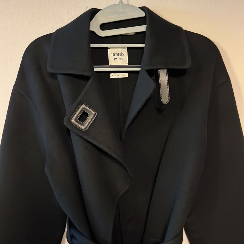 Hermes black double cashmere coat - Picture 2 of 12